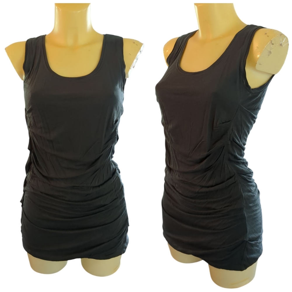 CABI Dark Grey Tank Top Tunic With Side Gathers